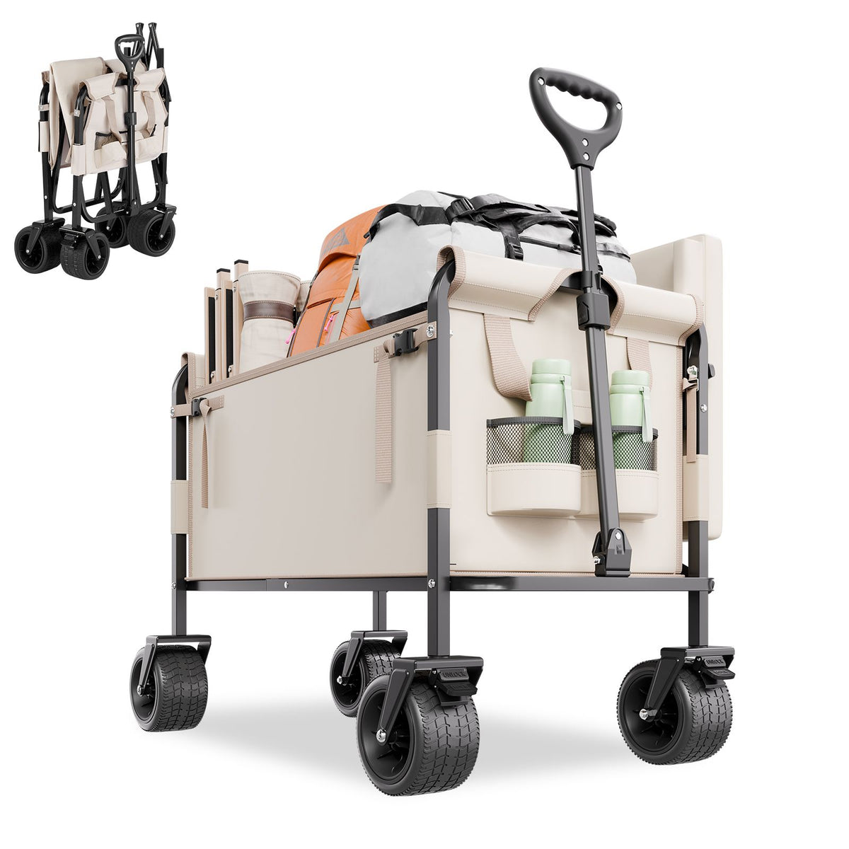 Collapsible Folding Wagon, Converts to Bench Seat, 250kg Load, 220L