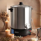 Devanti Electric Wax Melter with Tap and Candle Tool Set, 16L, Silver