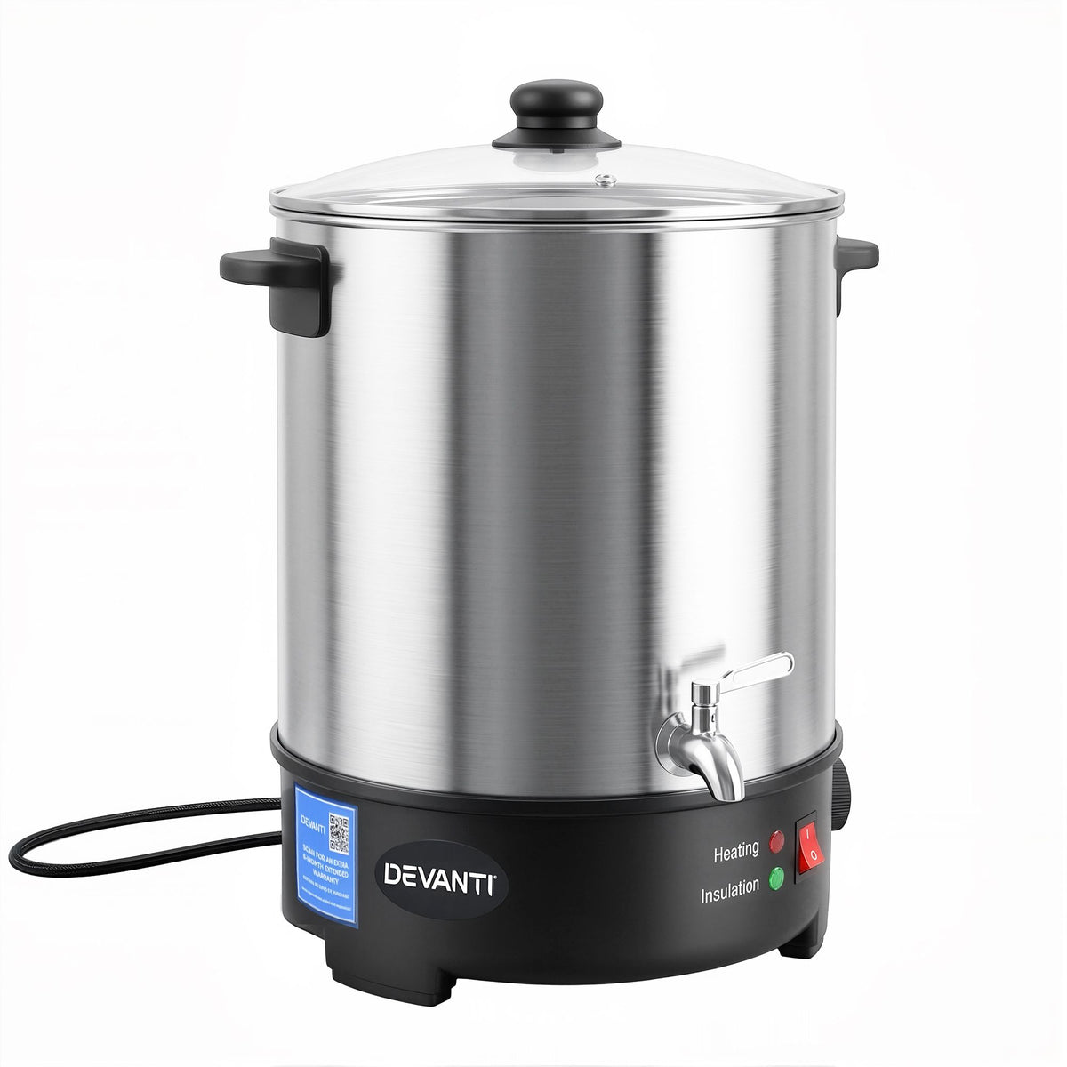 Devanti Electric Wax Melter with Tap and Candle Tool Set, 16L, Silver