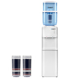 Devanti Water Cooler Dispenser with 22L Filter Bottle, Hot and Cold, White, with 2 Spare Filters