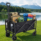 Gardeon Folding Garden Cart Camping Wagon, 80kg Capacity, Black