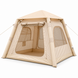 Weisshorn Inflatable Camping Tent with Dual End Doors and Arched Windows, 300 x 400 cm, Khaki