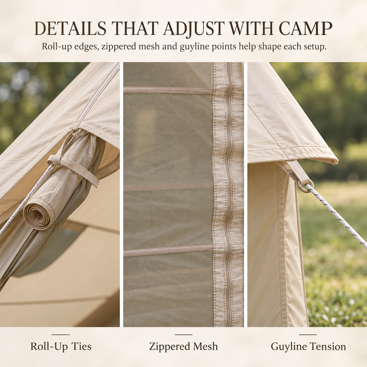 Weisshorn Inflatable A-Frame Glamping Tent with Wide Side Opening, 300 x 210 cm, Khaki