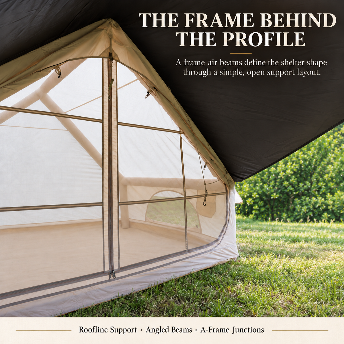 Weisshorn Inflatable A-Frame Basecamp Tent with Extended Side Awning, Khaki