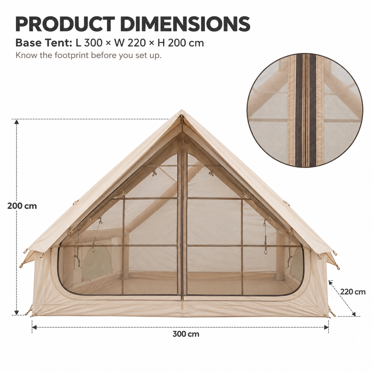 Weisshorn Inflatable A-Frame Basecamp Tent with Extended Side Awning, Khaki