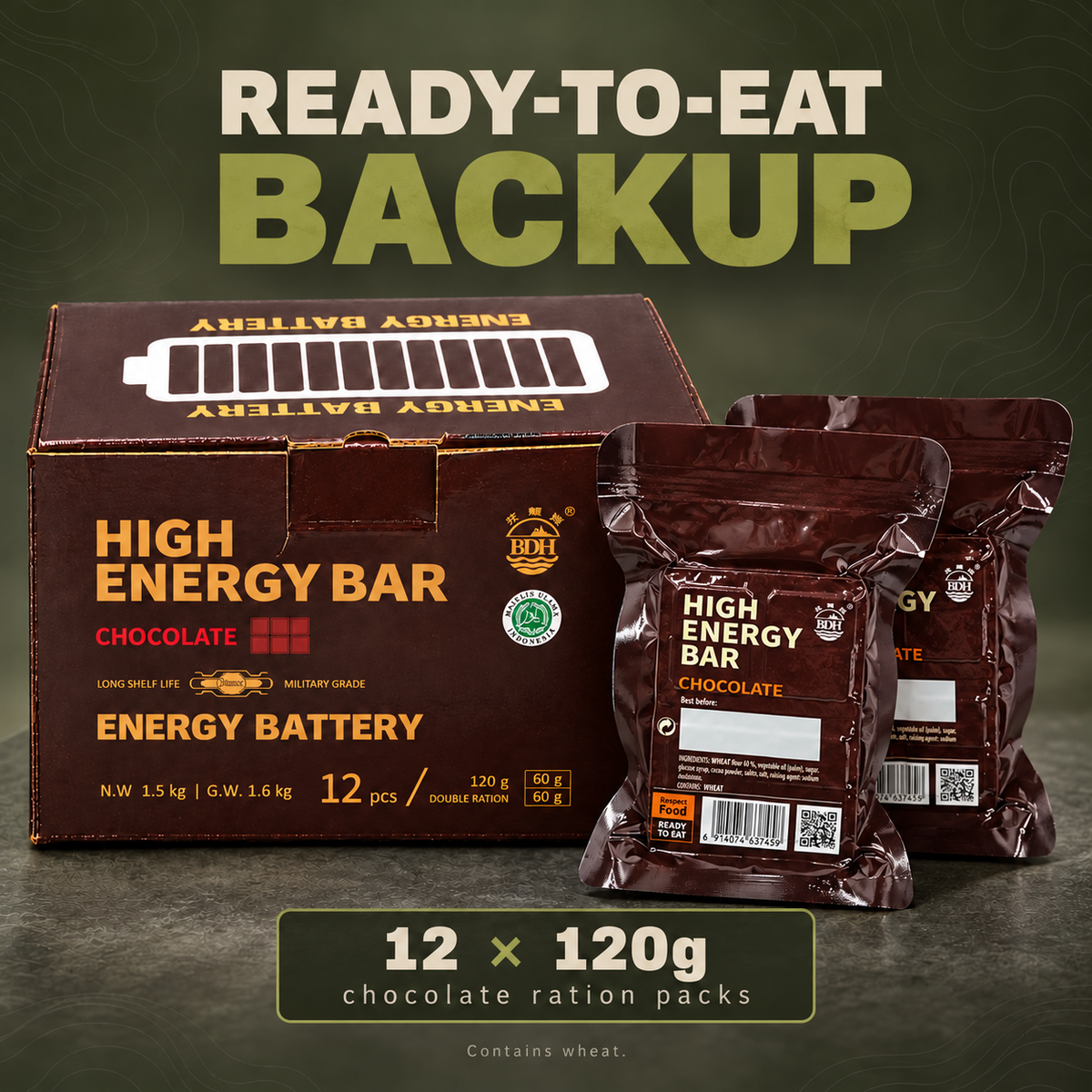 PrepPro Family 3-Day Essentials Set — 12-pack chocolate emergency ration biscuits