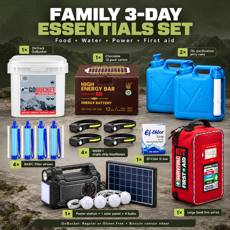 PrepPro Family 3-Day Essentials Set — itemised contents and included quantities