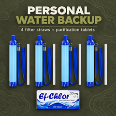 PrepPro Family 3-Day Essentials Set — four basic filter straws and EF-Chlor tablets