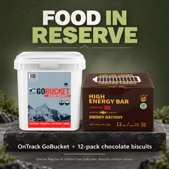PrepPro Family 3-Day Essentials Set — GoBucket and chocolate biscuit food supplies