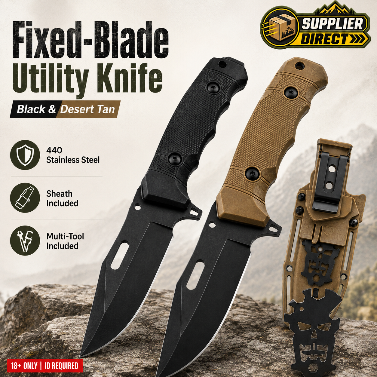 Frontier Fixed-Blade Outdoor Knife & Multi-Tool System
