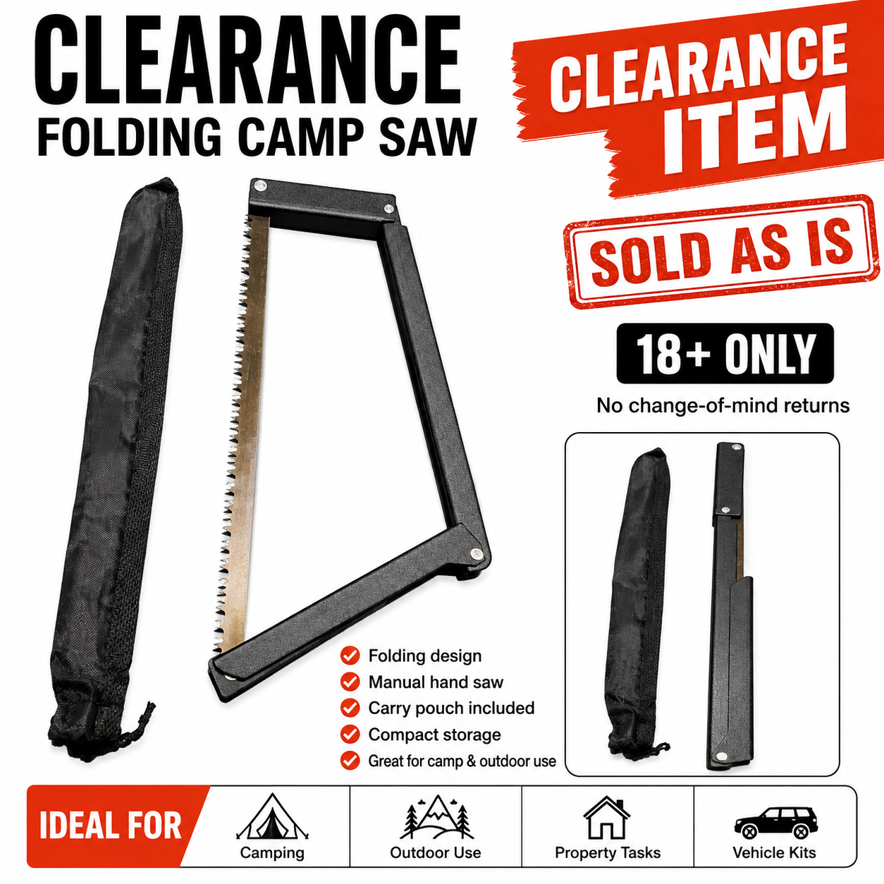 CLEARANCE Folding Camp Saw – Loose Components