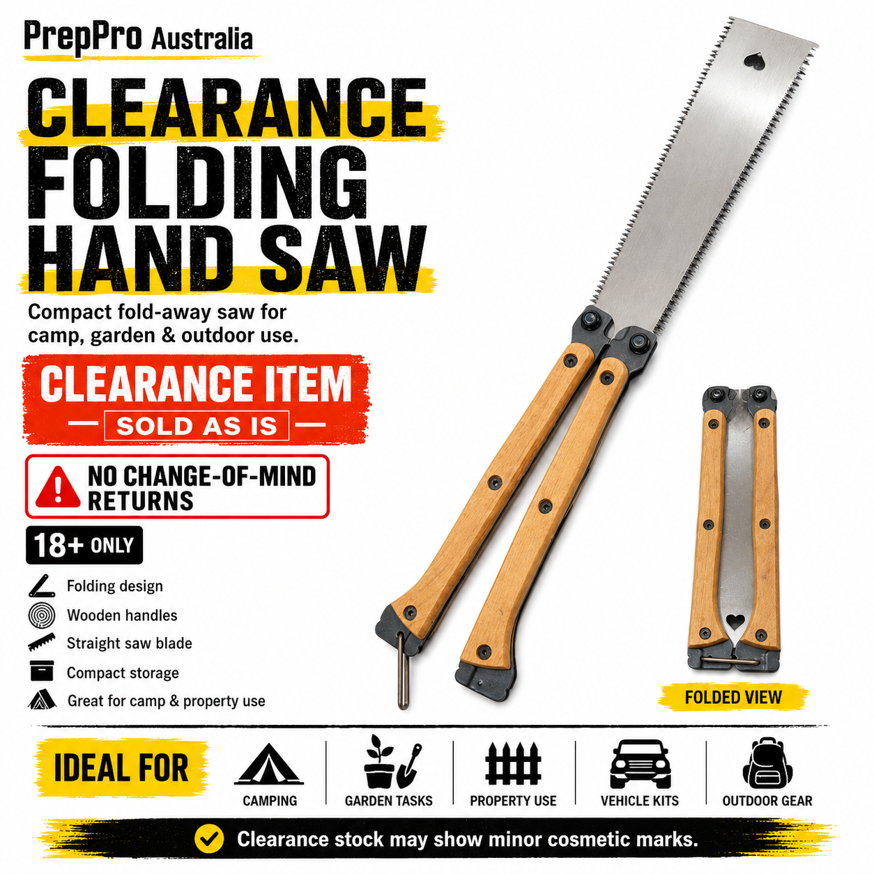 Clearance Folding Hand Saw – Wooden Handle Outdoor Saw