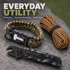 Operator Survival Vest Kit — paracord, bracelet and black multi-tool