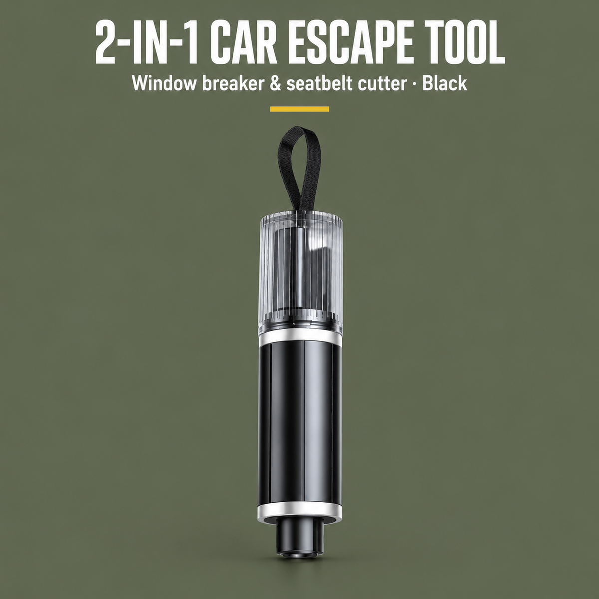 2-in-1 Car Window Breaker & Seatbelt Cutter, Black