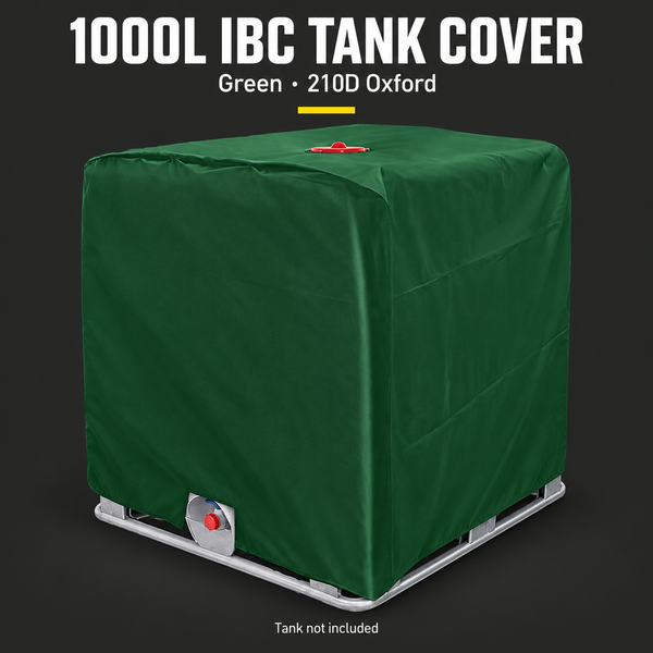 1000L IBC Tank Cover, Green 210D Oxford, 116 x 100 x 120 cm