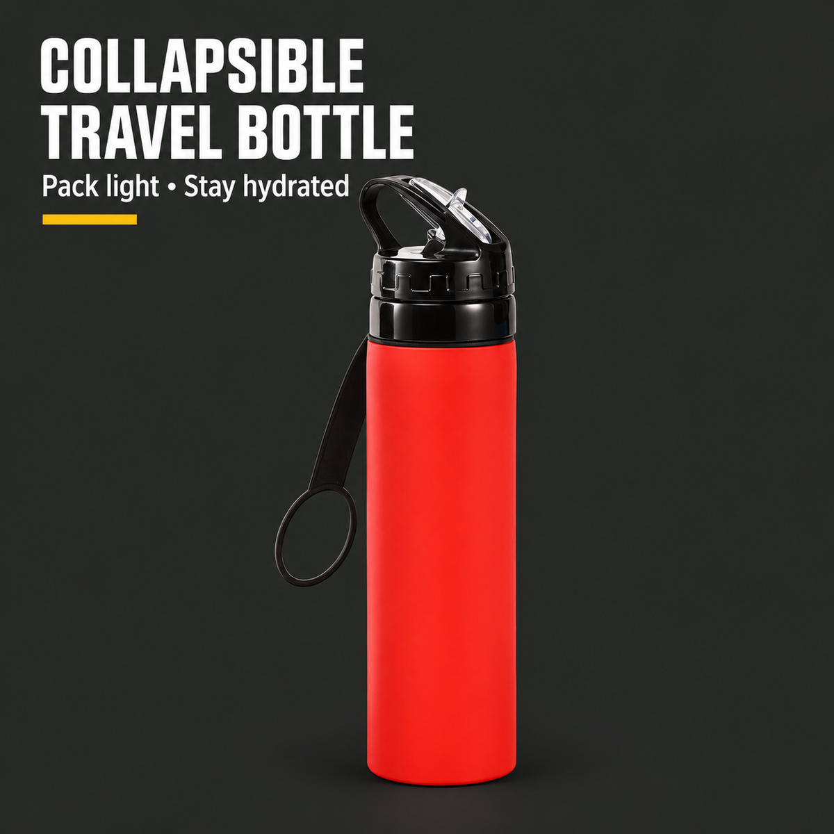 Collapsible Travel Water Bottle, BPA-Free, Red