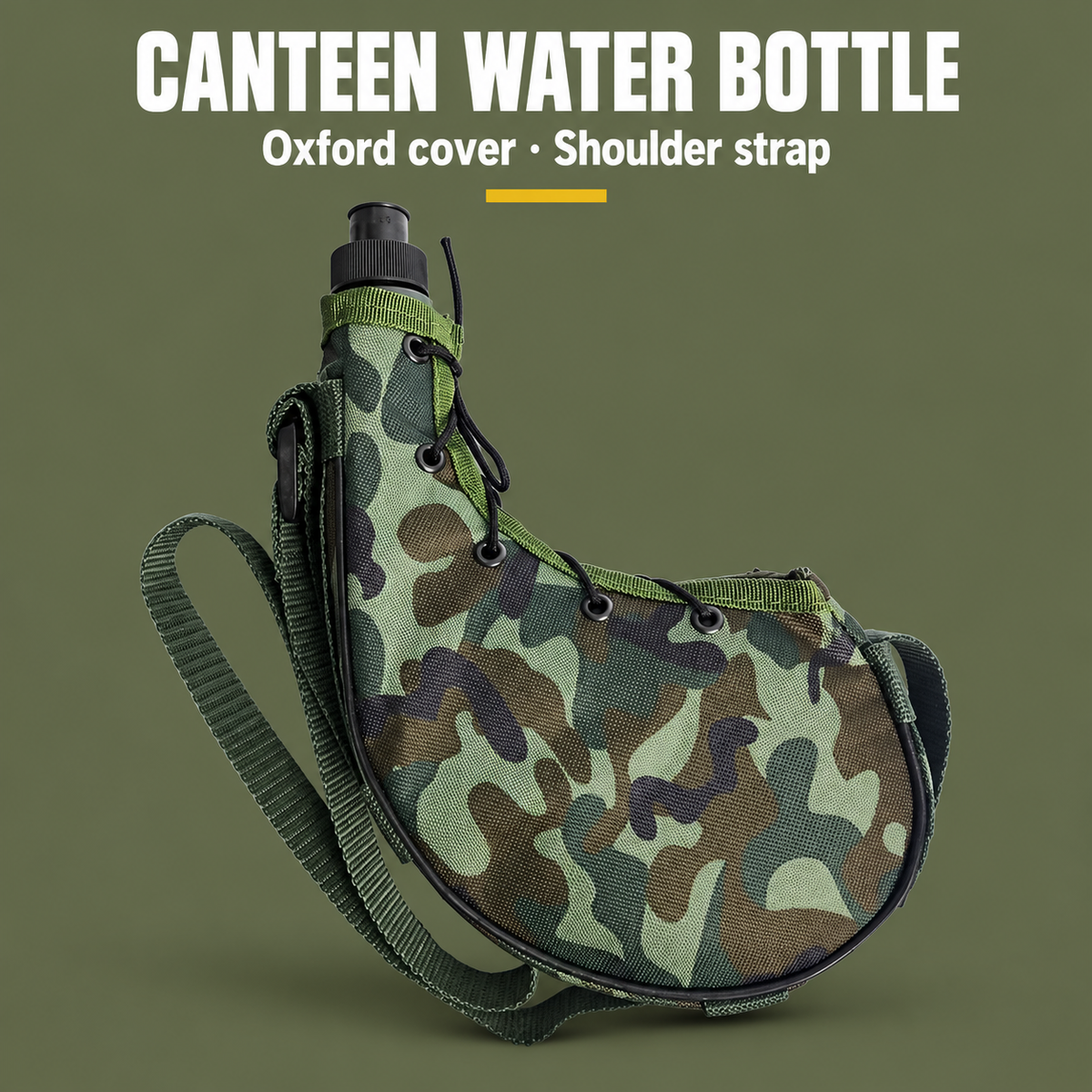 800ml Canteen Water Bottle with 600D Oxford Cover and Shoulder Strap