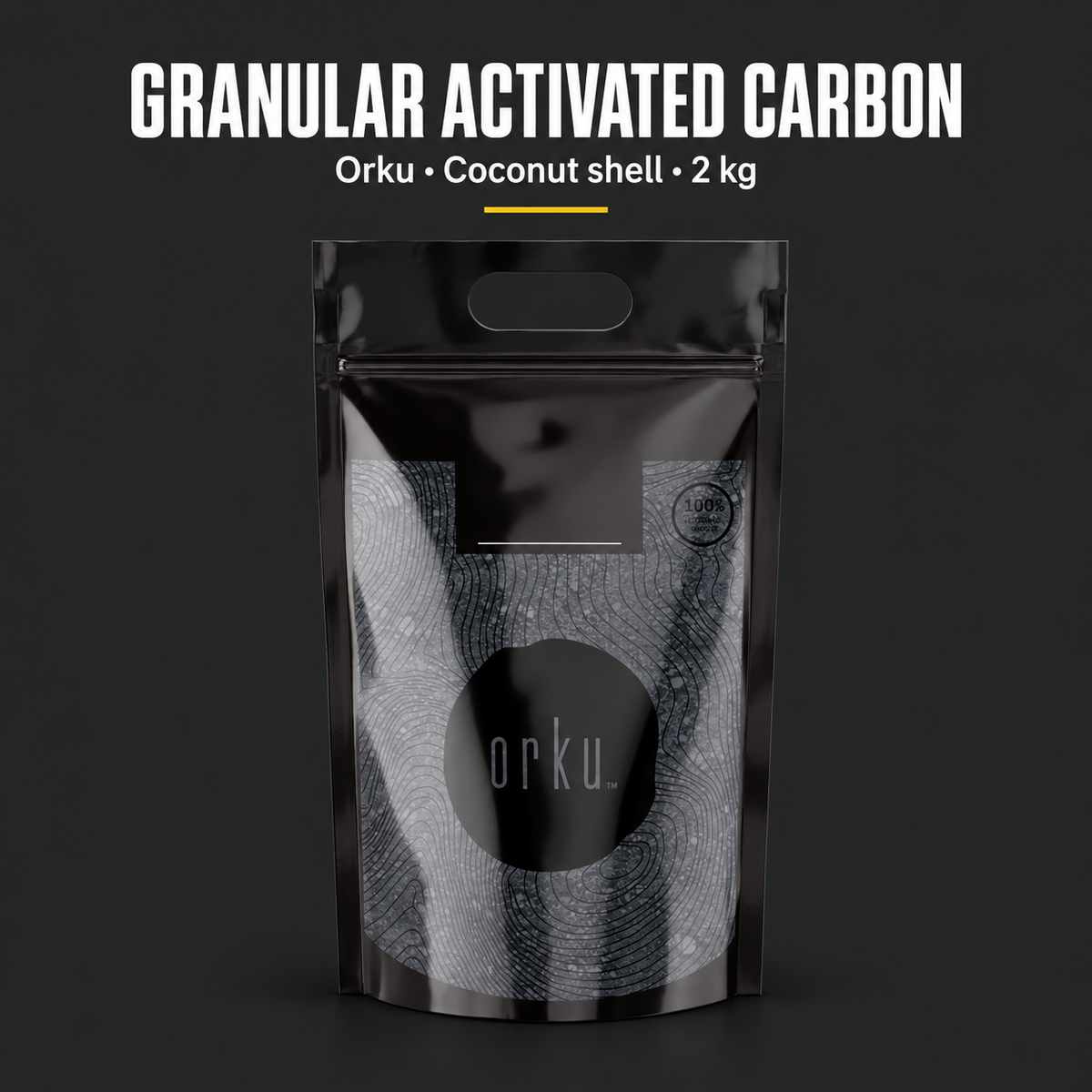 Orku Granular Activated Carbon (GAC), Coconut Shell Filter Media, 2kg