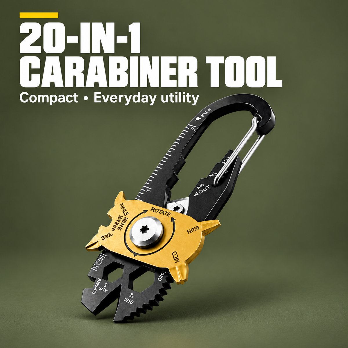 20-IN-1 CARABINER TOOL — Compact • Everyday utility