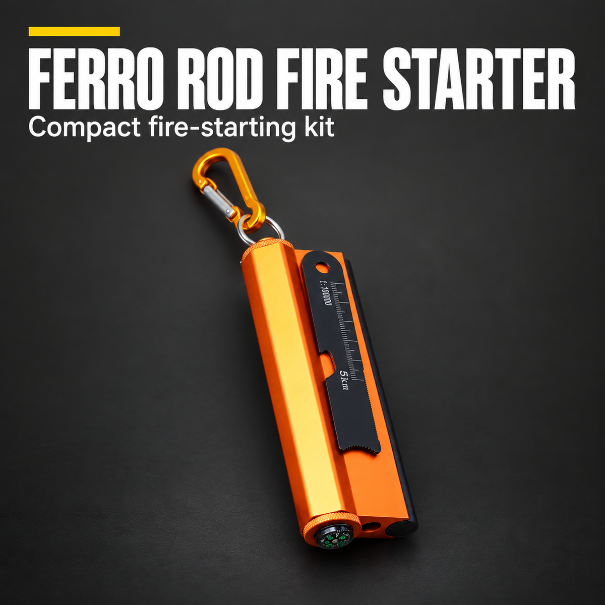 FERRO ROD FIRE STARTER — Compact fire-starting kit