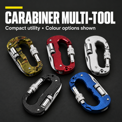 CARABINER MULTI-TOOL — Compact utility • Colour options shown