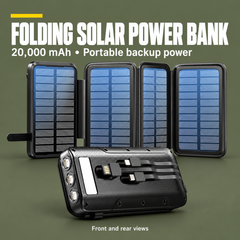 FOLDING SOLAR POWER BANK — 20,000 mAh • Portable backup power