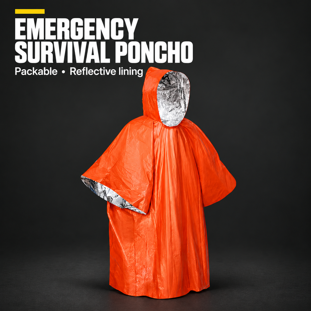 Emergency Survival Poncho – Compact Waterproof Heat‑Retaining