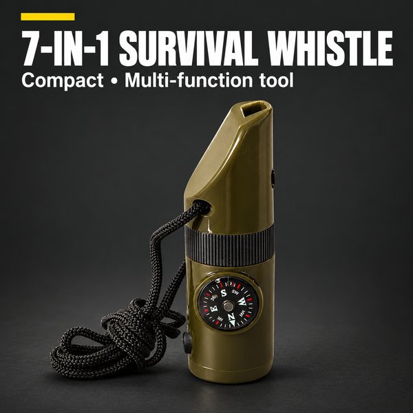 7‑in‑1 Multi‑Function Survival Whistle – Compact Emergency Tool | PrepPro