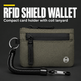 RFID SHIELD WALLET — Compact card holder with coil lanyard
