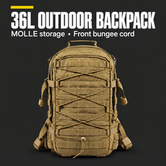 36L OUTDOOR BACKPACK — MOLLE storage • Front bungee cord