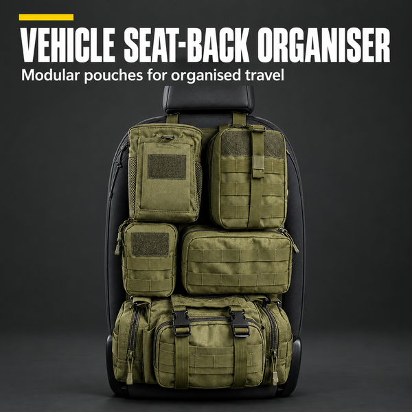 MOLLE Vehicle Seat-Back Organiser + Emergency Car Safety Hammer (Bundle)