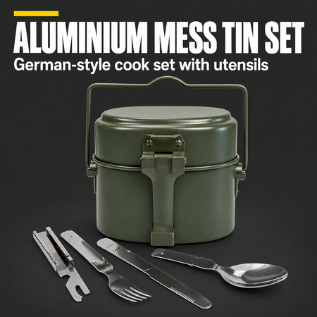 Aluminium Mess Tin Set with Utensils (German‑Style)ls
