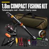 1.8m COMPACT FISHING KIT — Telescopic rod • Reel • Carry case