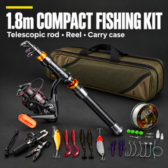 1.8m COMPACT FISHING KIT — Telescopic rod • Reel • Carry case