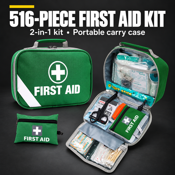 516 Piece Premium 2-in-1 Emergency First Aid Kit