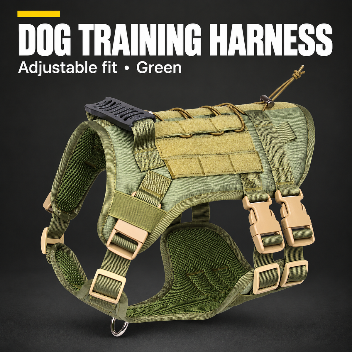 DOG TRAINING HARNESS — Adjustable fit • Green