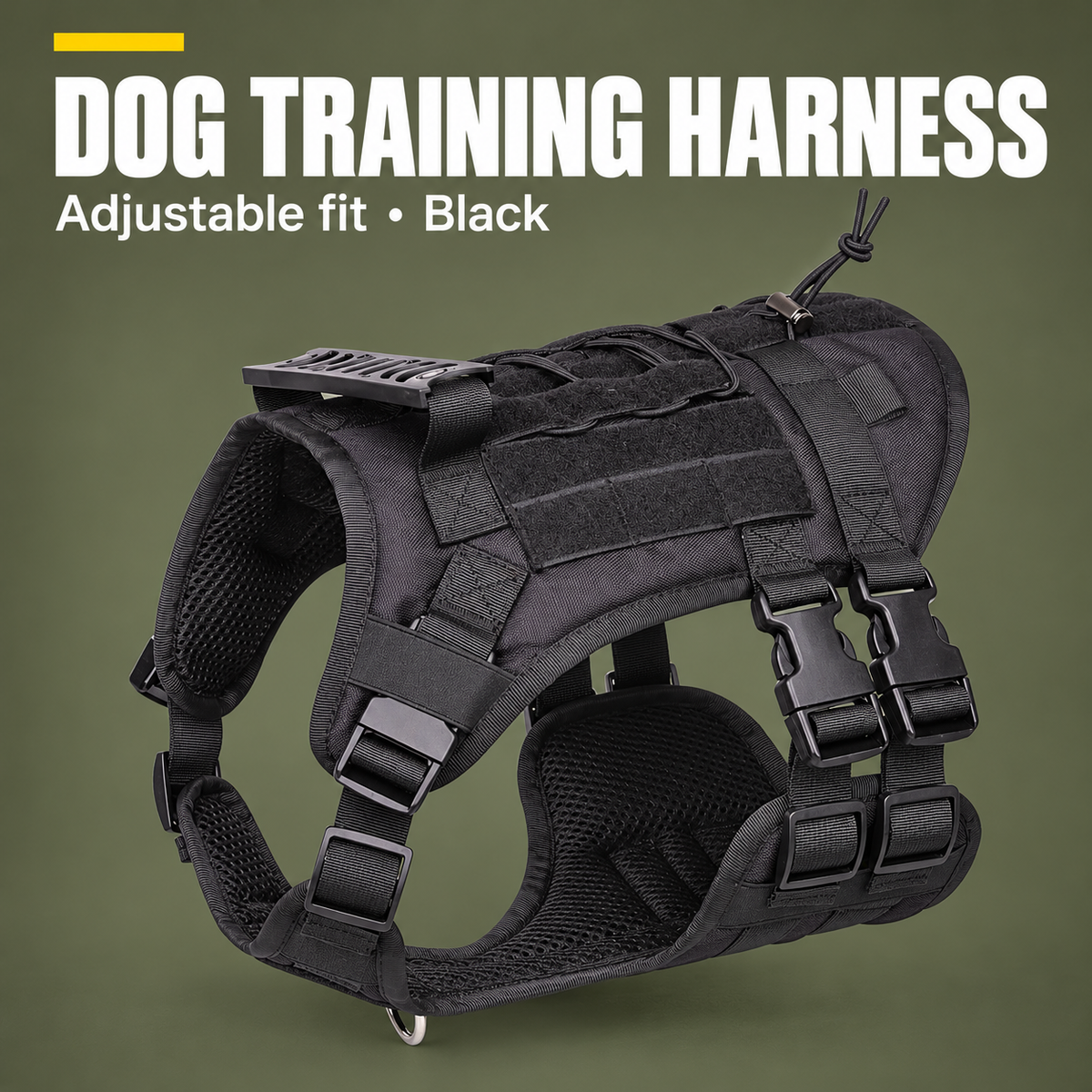 DOG TRAINING HARNESS — Adjustable fit • Black