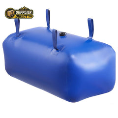 PrepPro Australia 113L heavy-duty blue PVC water storage bladder with reinforced lifting straps and sealed ports