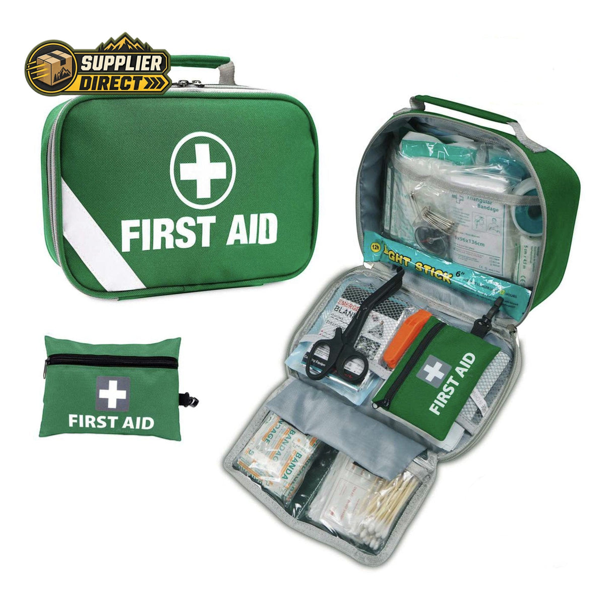 PrepPro Australia 516-piece 2-in-1 green first aid kit with primary bag and portable secondary pouch for emergencies