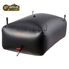 PrepPro Australia 540L heavy-duty black PVC water storage bladder with faucet valve and reinforced connectors.