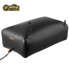PrepPro Australia 540L heavy-duty black PVC water storage bladder with inlet and outlet valves for camping and irrigation.