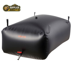 PrepPro Australia 540L heavy-duty black PVC water storage bladder with faucet valve and reinforced seams.