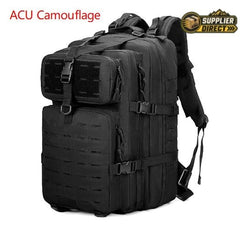 PrepPro Australia 45L black tactical hiking backpack with multiple compartments and durable Oxford cloth construction