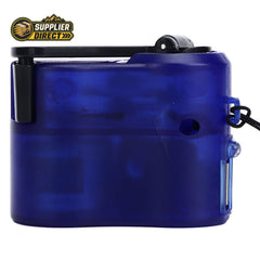 PrepPro Australia blue portable hand crank USB phone charger with a translucent frosted ABS case for emergency use.