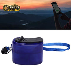PrepPro Australia blue portable hand crank USB phone charger with a lanyard for outdoor emergency power