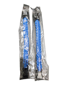 Two PrepPro Australia blue braided paracord survival bracelets in clear plastic packaging with side-release buckles.
