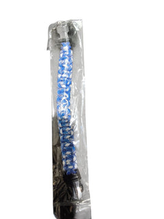 PrepPro Australia 22cm blue and white braided paracord survival bracelet in clear plastic packaging