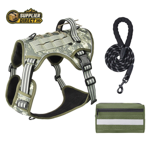 3-Piece Camouflage Tactical Dog Harness Set (S Size)