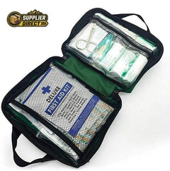 PrepPro Australia 210-piece deluxe first aid kit in an open green and black carry case with organised medical supplies