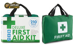 PrepPro Australia 210-piece emergency first aid kit set with green carry bags and medical supplies for preparedness.